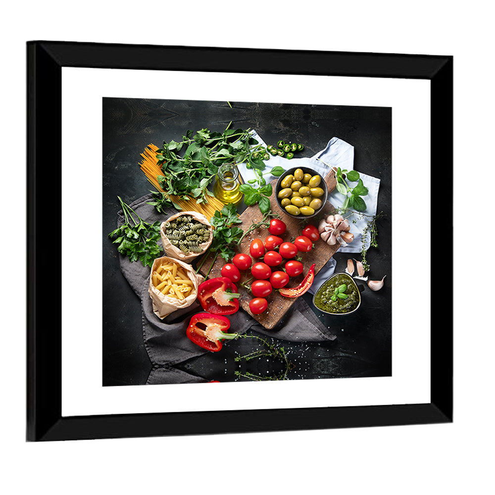 Italian Ingredients Flat Lay Wall Art