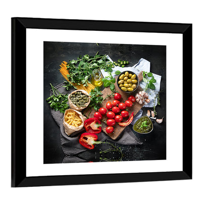 Italian Ingredients Flat Lay Wall Art