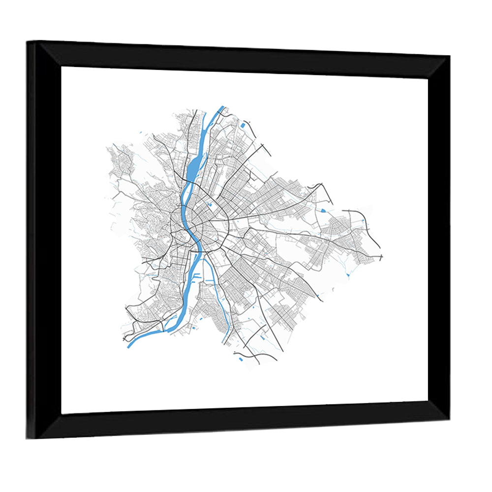 Budapest City Map Wall Art