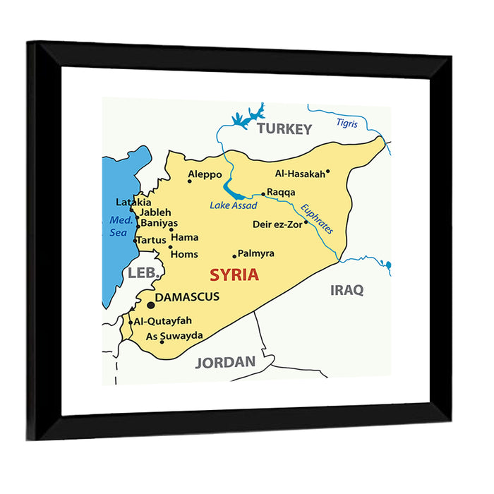 Map of Syria Wall Art as a framed print