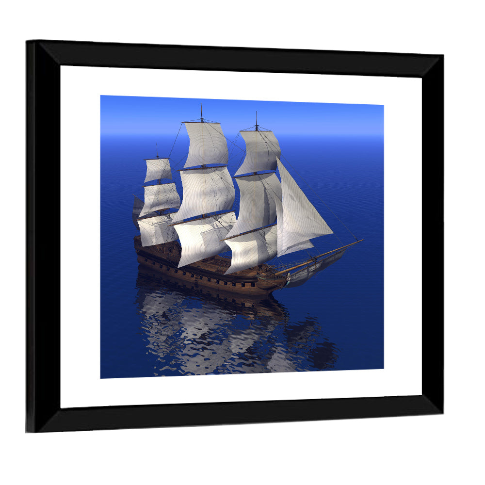 Three-masted Sailing Ship at Sea Wall Art