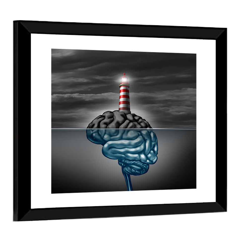 Surreal Brain Lighthouse Wall Art