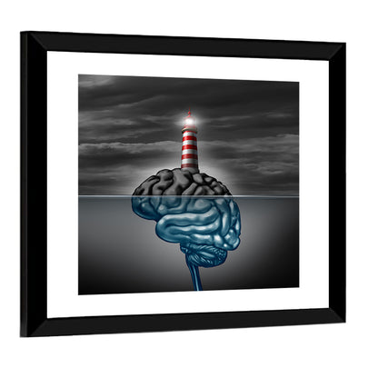 Surreal Brain Lighthouse Wall Art