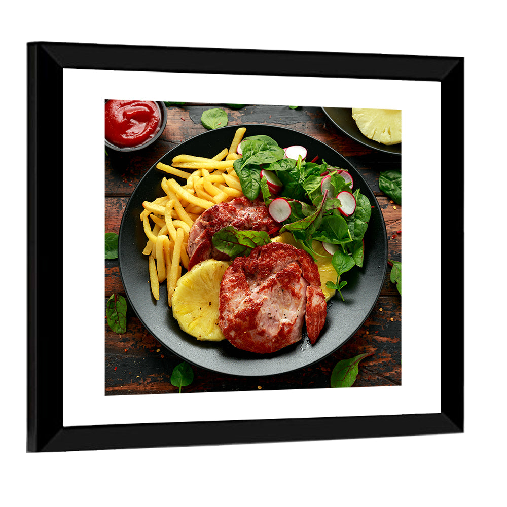 Gammon Steak with Fries and Pineapple Wall Art