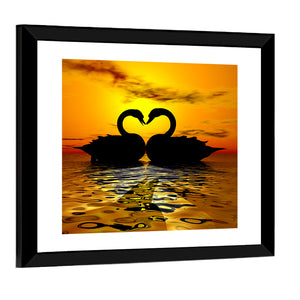 Swan Love Sunset Wall Art