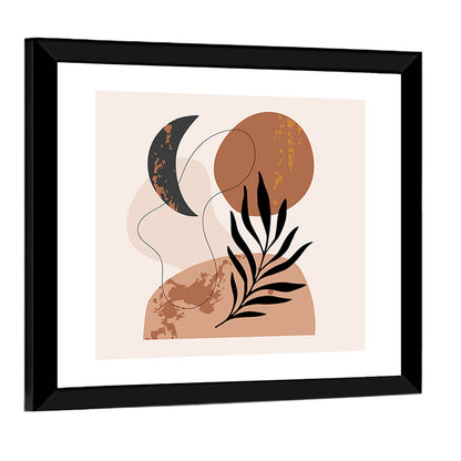 Crescent Moon Botanical Minimalist Wall Art