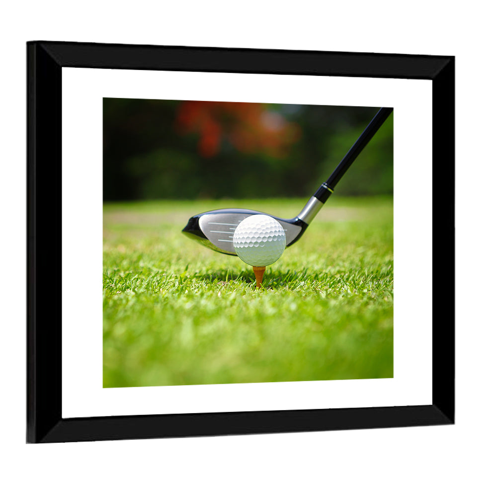 Golf Ball with Driver on Tee Wall Art