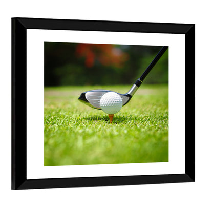 Golf Ball with Driver on Tee Wall Art