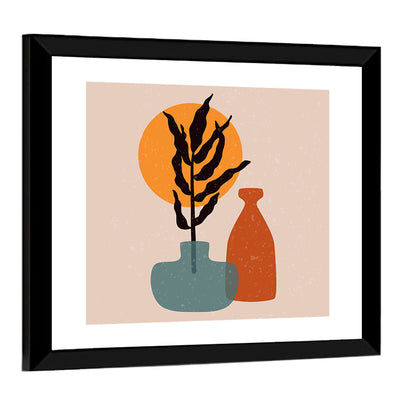 Terracotta Sun Floral Vase Wall Art