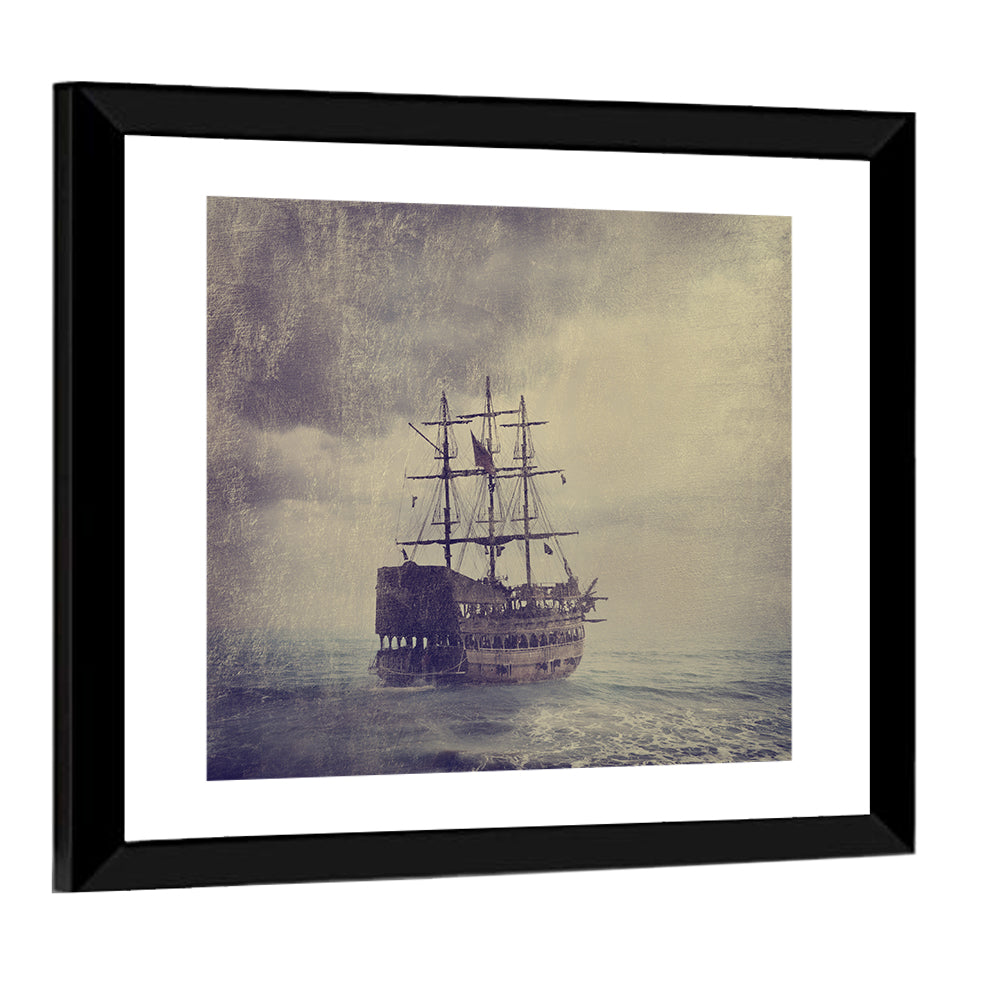 Old Pirate Ship at Sea Wall Art