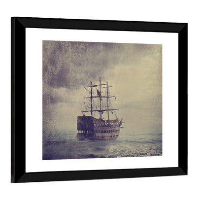 Old Pirate Ship at Sea Wall Art