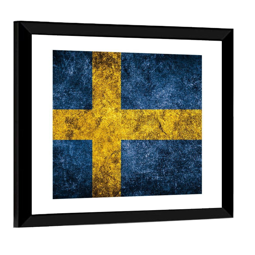 Distressed Sweden Flag Wall Art