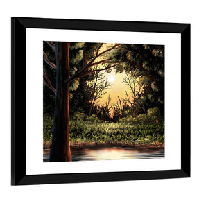 Warm Lake In Woods Wall Art