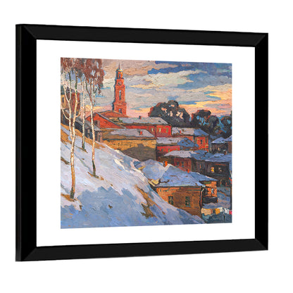 Winter Cityscape at Sunset Wall Art