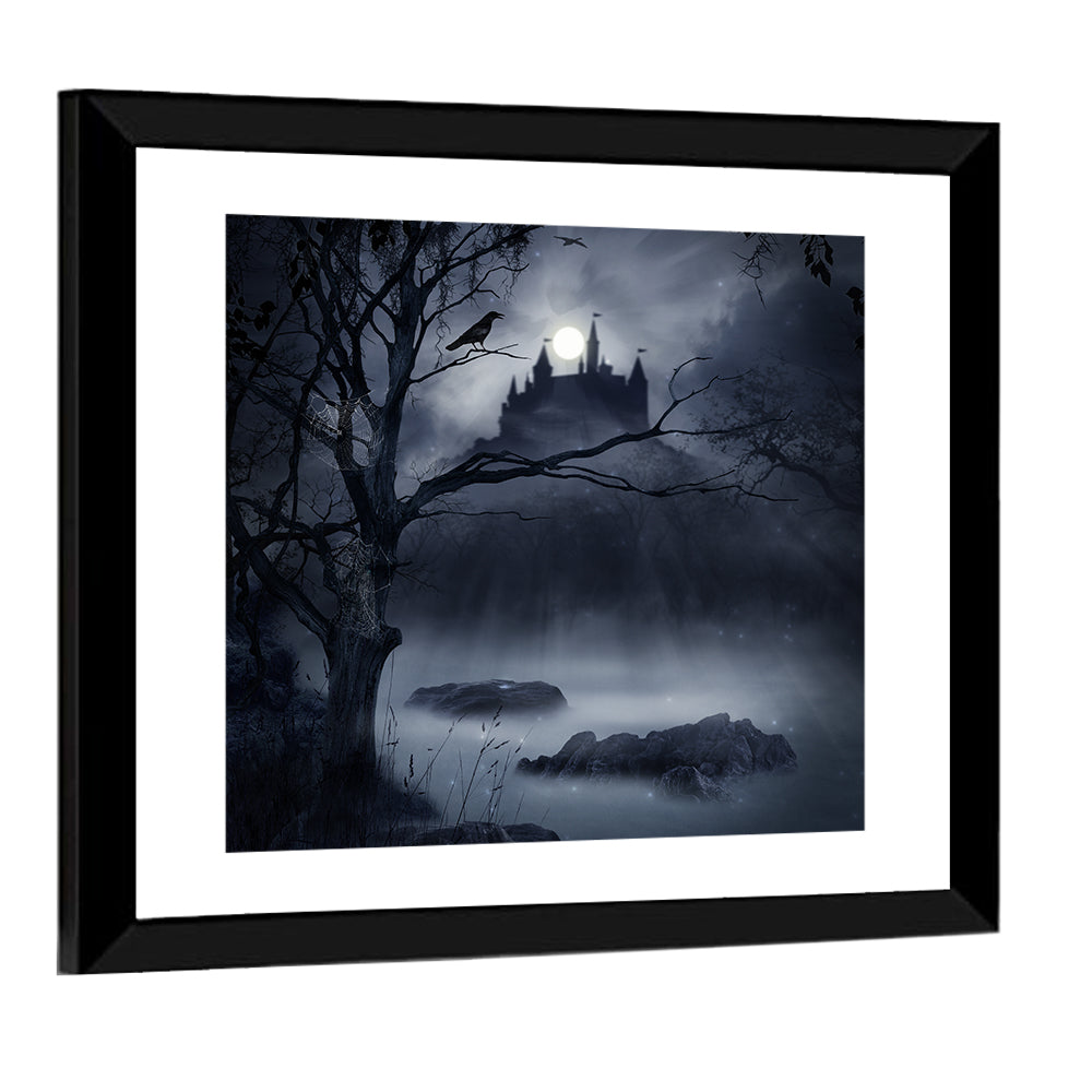 Moonlit Castle Over a Swamp Wall Art