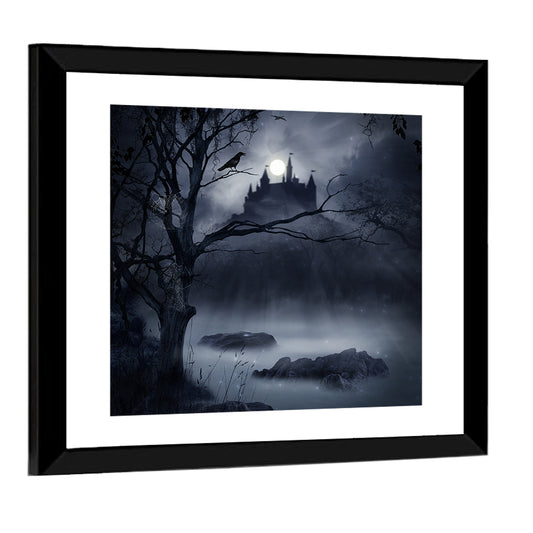 Moonlit Castle Over a Swamp Wall Art