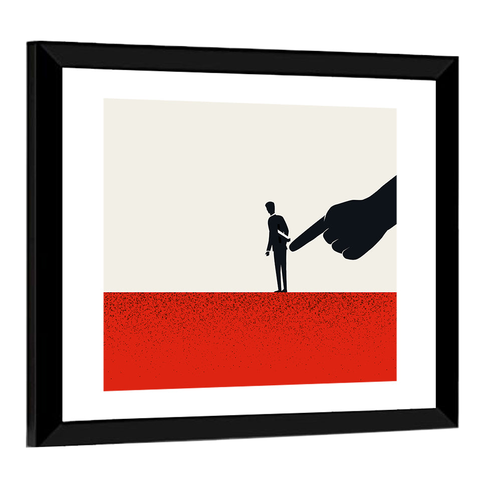 Giant Hand Pointing at Man Wall Art