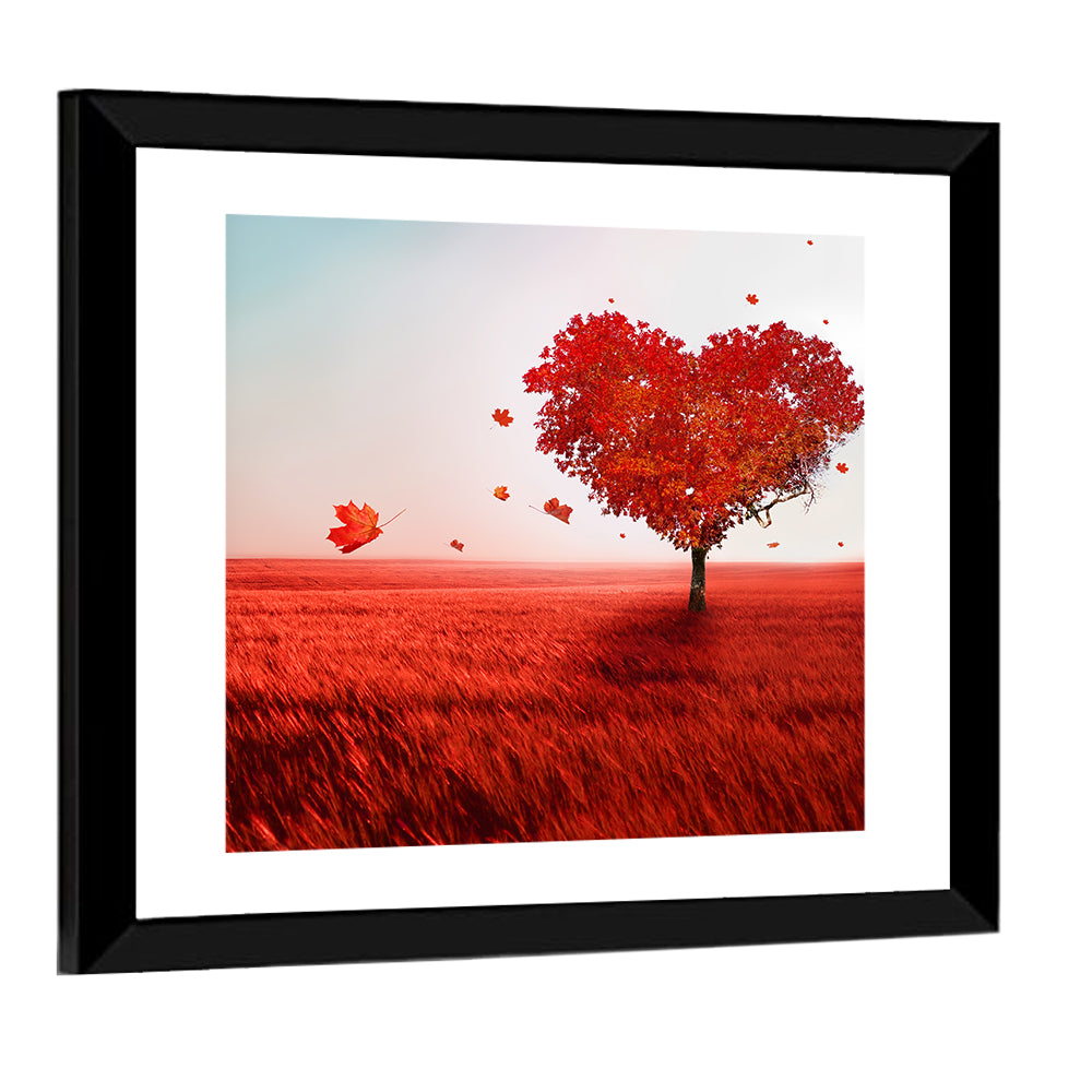 Heart-shaped Tree in Red Field Wall Art