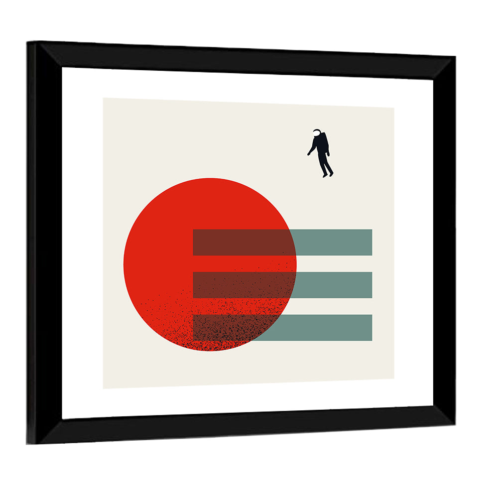 Minimalist Astronaut and Red Planet Wall Art