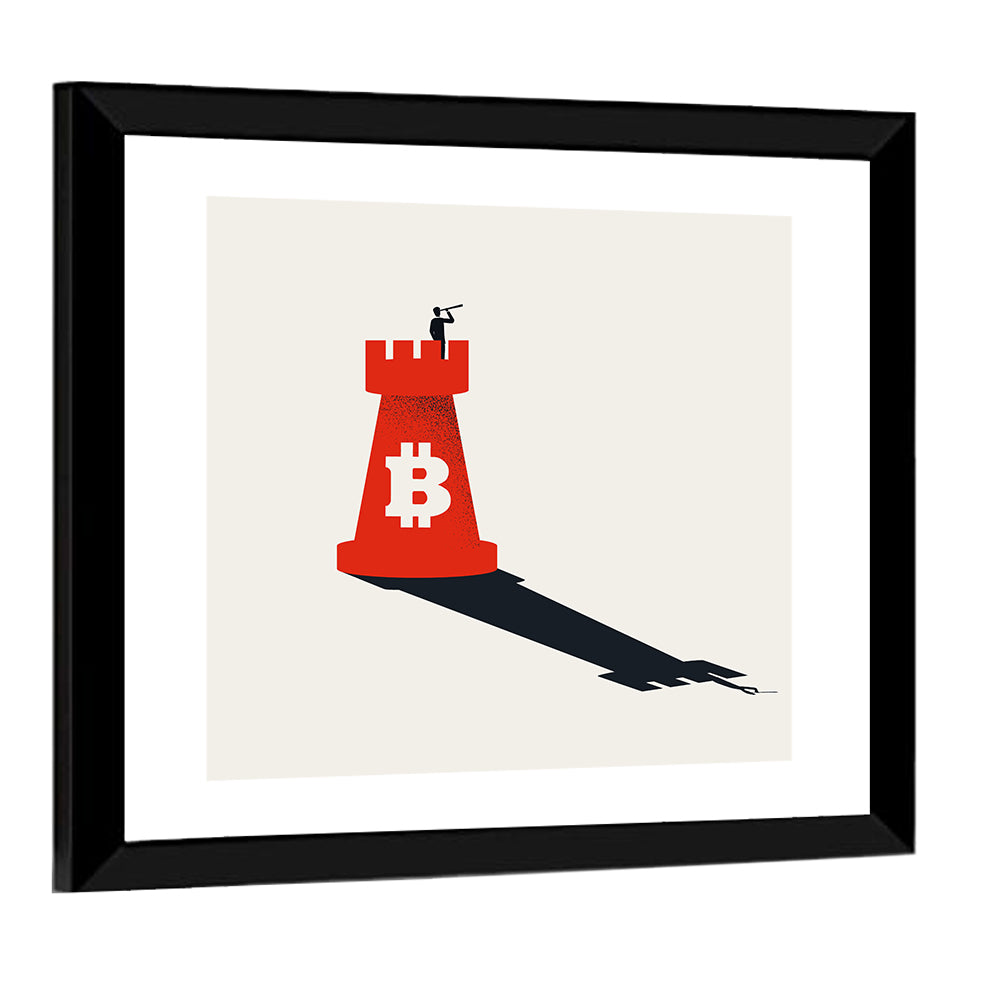 Rook Tower with Bitcoin Emblem Wall Art