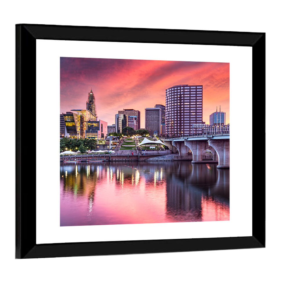 Hartford Skyline at Sunset Wall Art