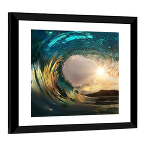 Ocean Surfing Wave Sunset Wall Art