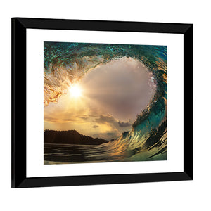 Beautiful Surfing Wave Sunset Wall Art