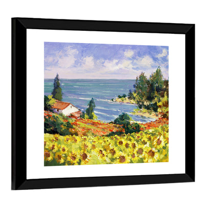 Sunflower Coastal Landscape Wall Art