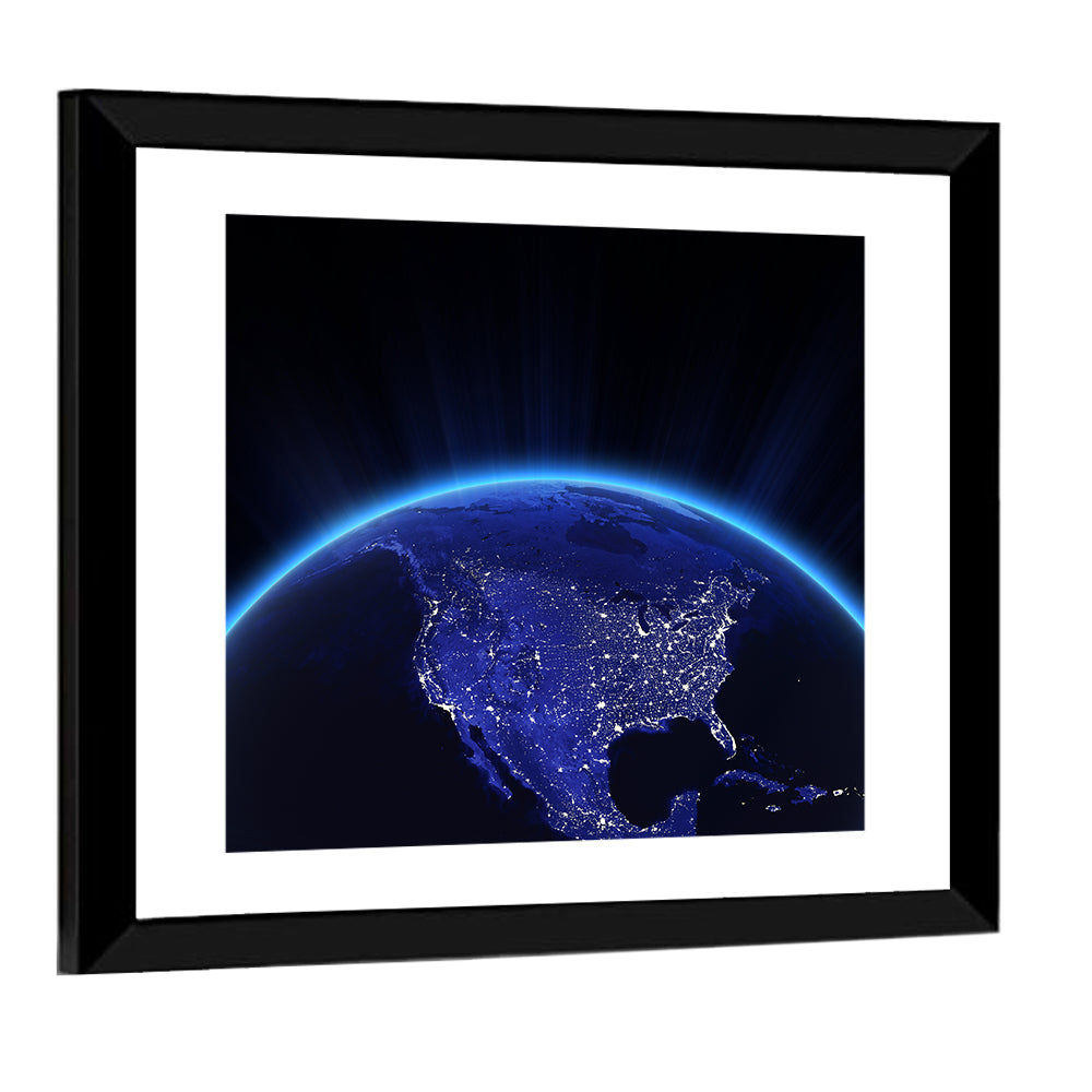 North America City Lights at Night Wall Art