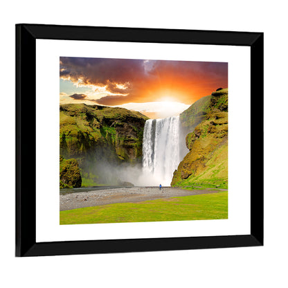 Skógafoss at Sunset, Iceland Wall Art