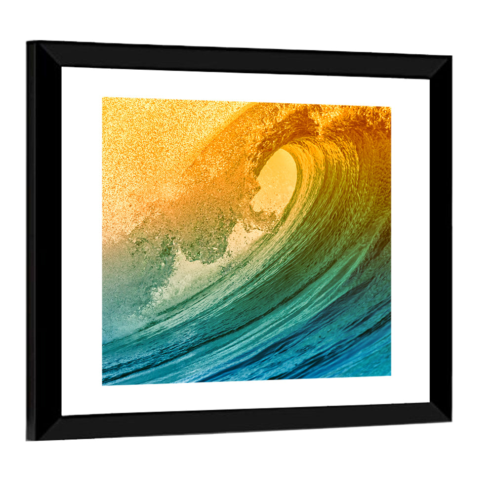 Barrel Wave at Sunset Wall Art