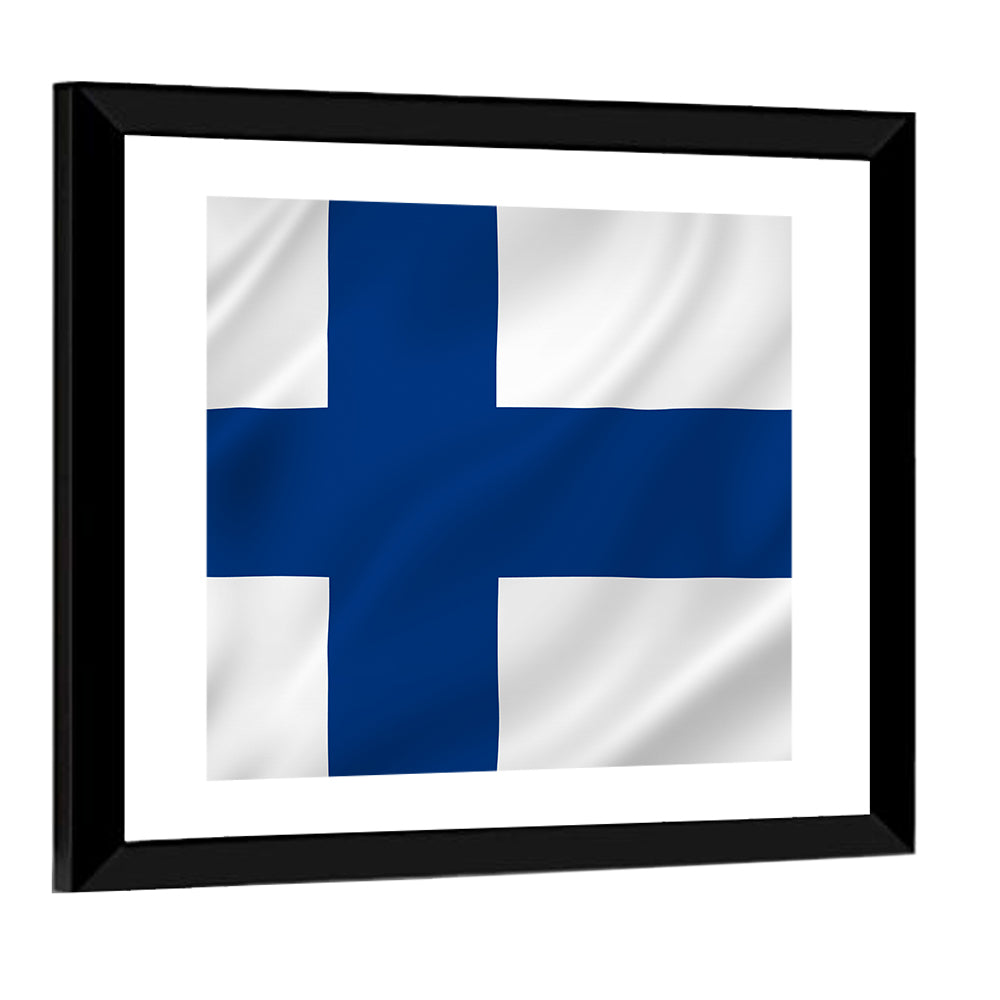 Finnish Flag with Rippling Texture Wall Art