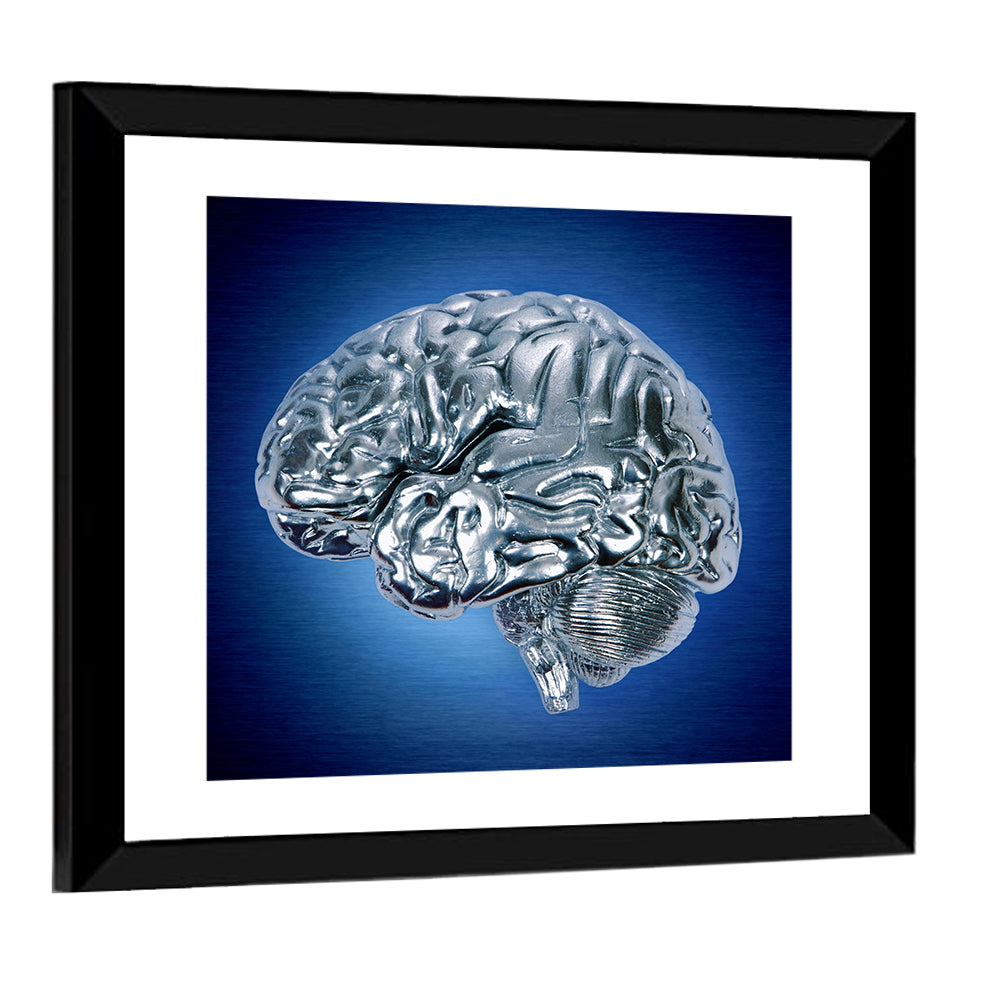 Chrome Brain Side Profile Wall Art