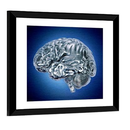 Chrome Brain Side Profile Wall Art