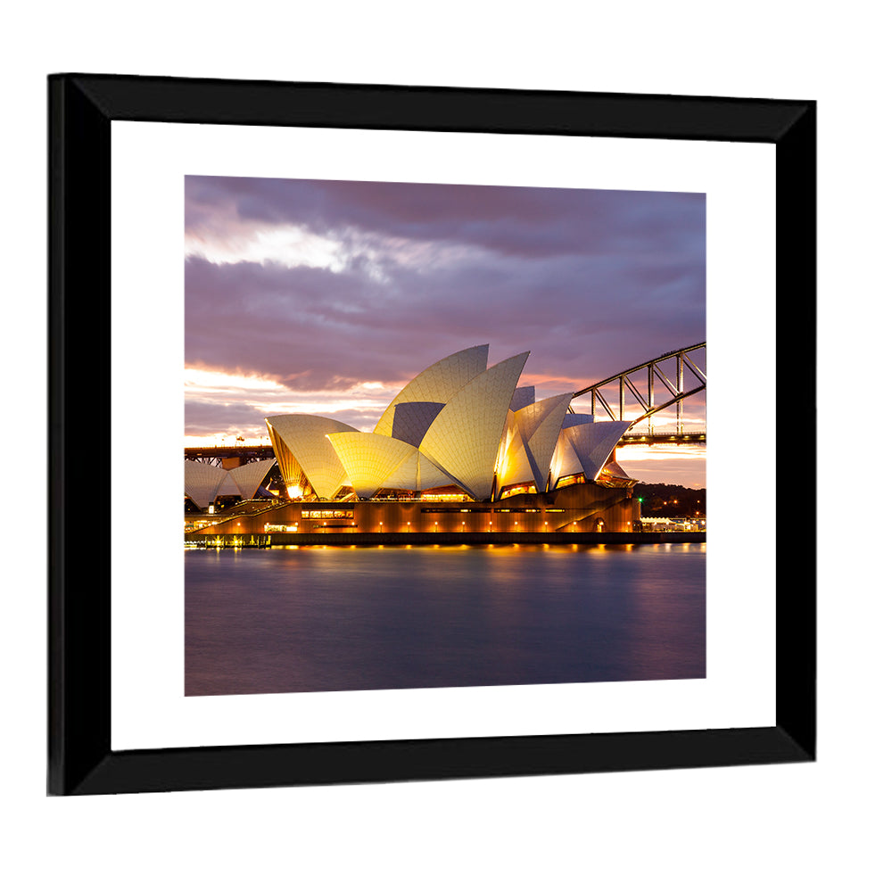 Sydney Opera House at Dusk with Harbour Bridge Wall Art