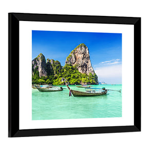 Longtale Boats At Thailand Beach Wall Art