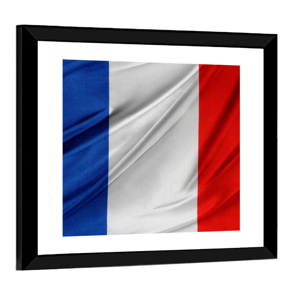 French Flag Tricolor with Folded Texture Wall Art