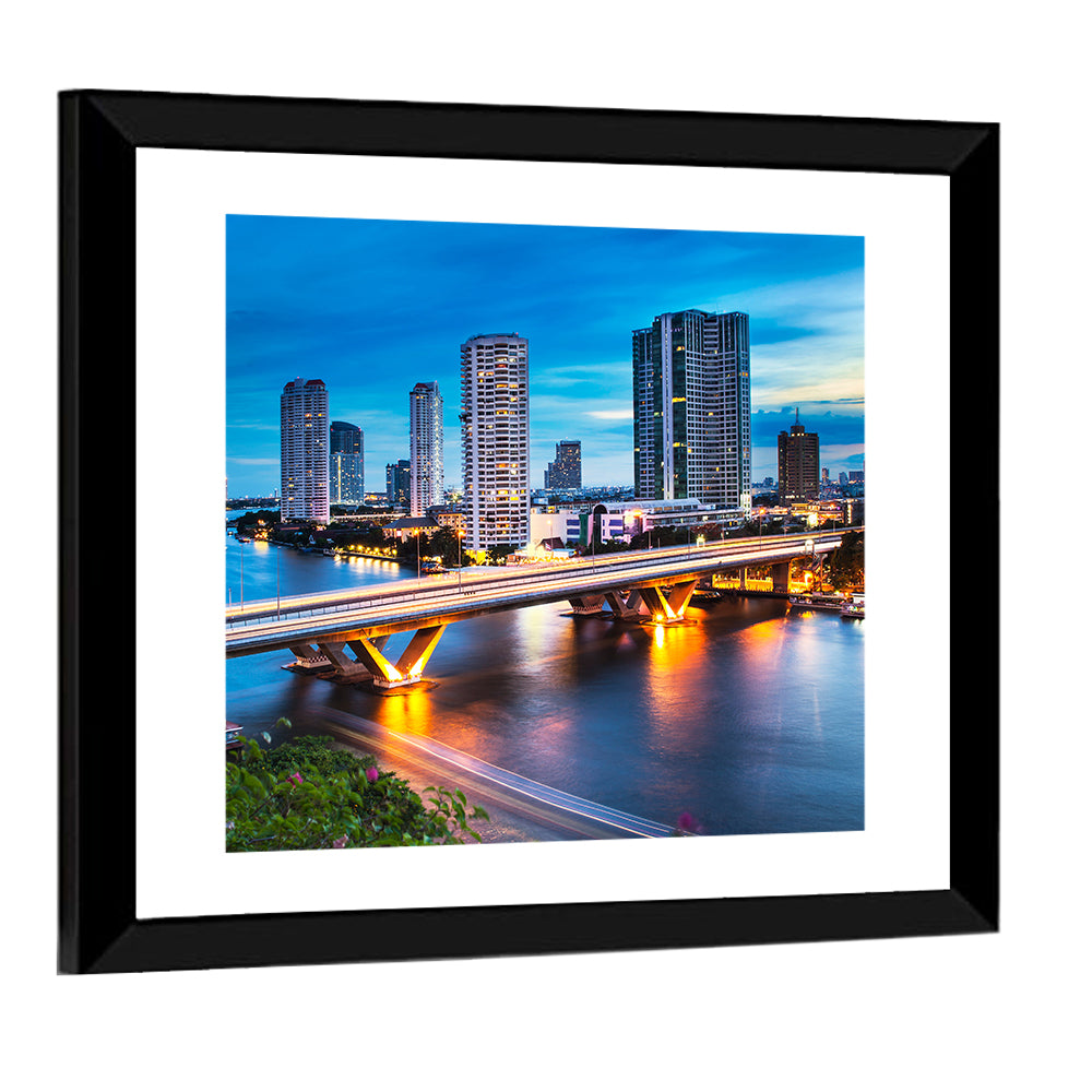 Chao Phraya River at Night, Bangkok Wall Art