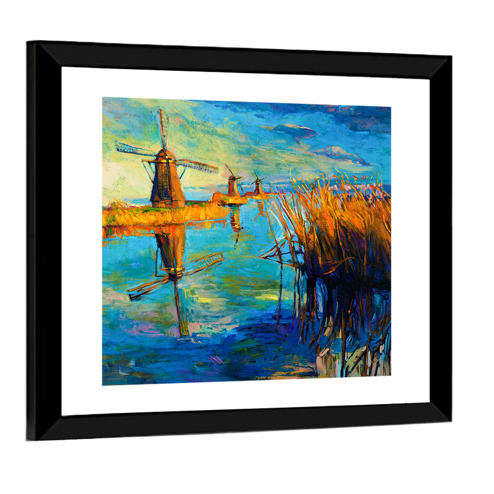 Windmills by the Lake Wall Art