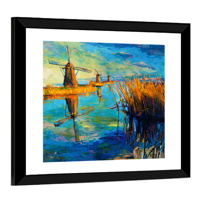 Windmills by the Lake Wall Art
