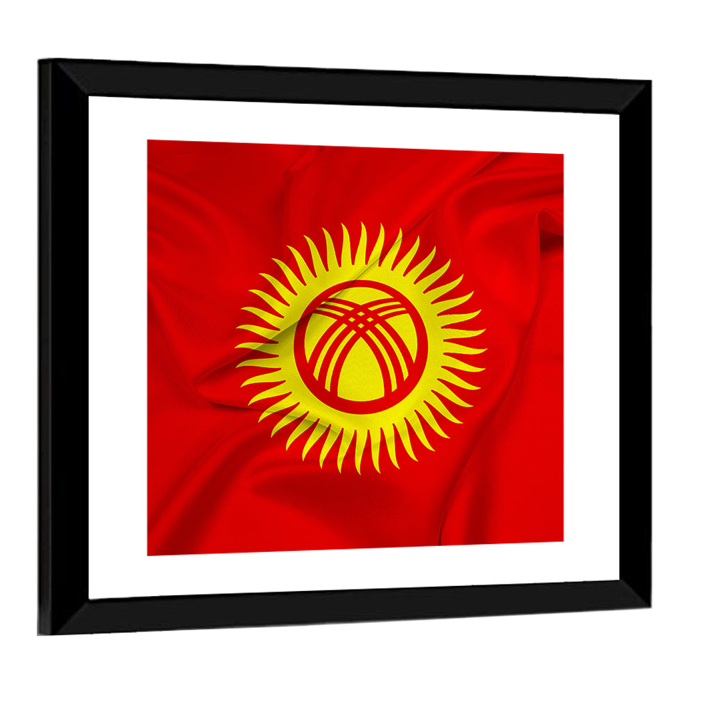 Kyrgyzstan Flag with Tunduk Emblem Canvas Wall Art