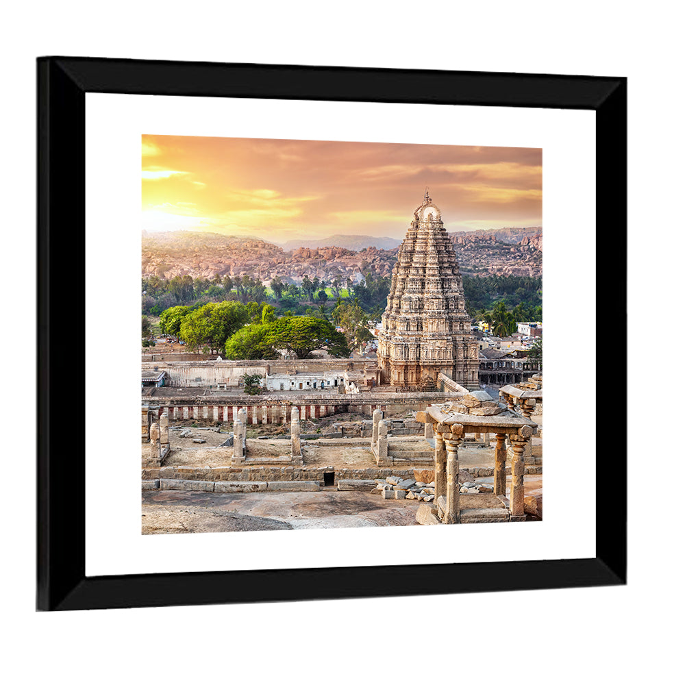 Virupaksha Temple at Sunrise, Hampi Wall Art