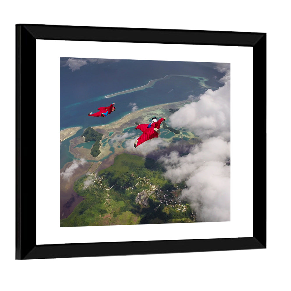 Wingsuit Duo Over Palau Coast Wall Art