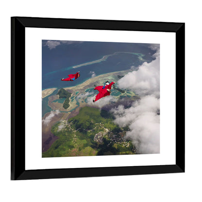 Wingsuit Duo Over Palau Coast Wall Art