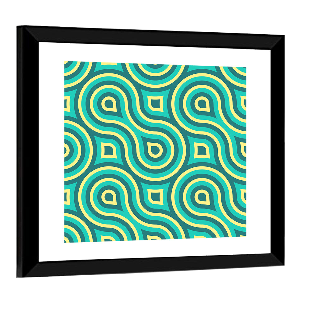 Retro Teal Geometric Pattern Wall Art
