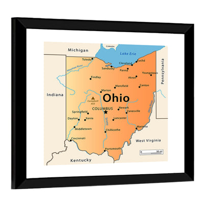 Ohio Map Wall Art