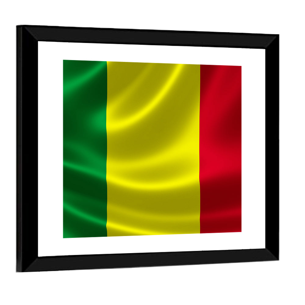Mali Flag with Waving Fabric Texture Wall Art