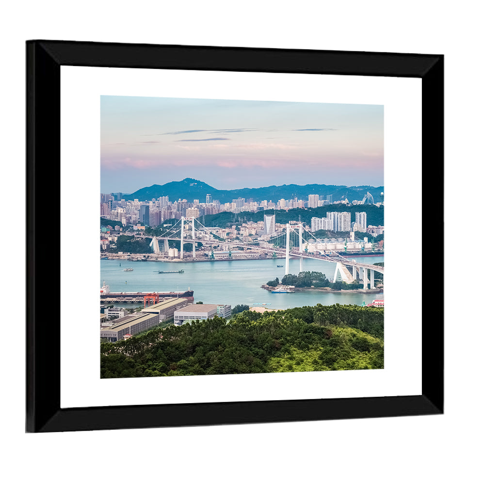 Haicang Suspension Bridge at Dusk Wall Art