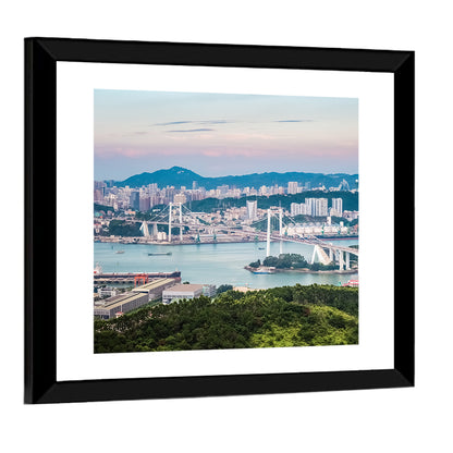 Haicang Suspension Bridge at Dusk Wall Art