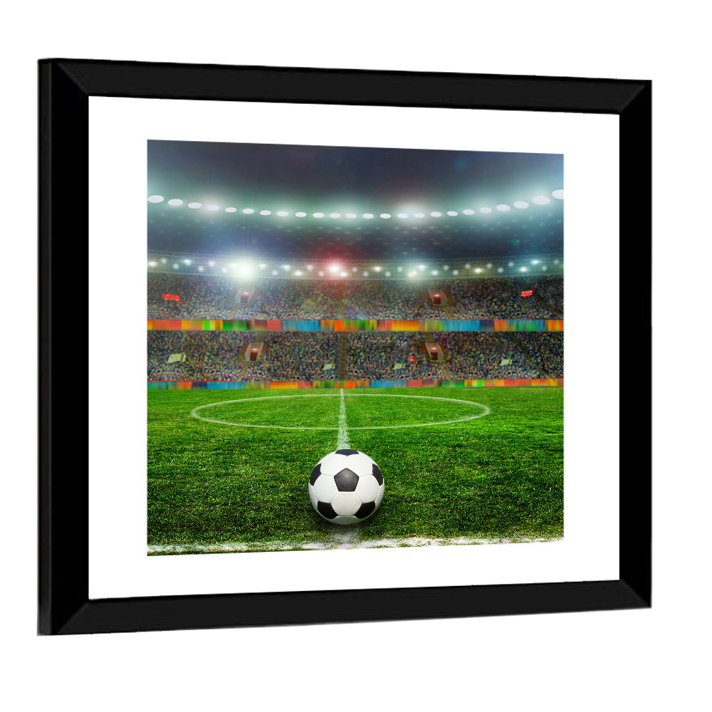 Soccer Ball Under Floodlights Wall Art